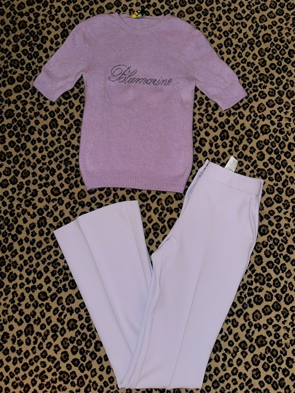 Blumarine Pastel Lilac Knit Top with Matching Lilac Trousers